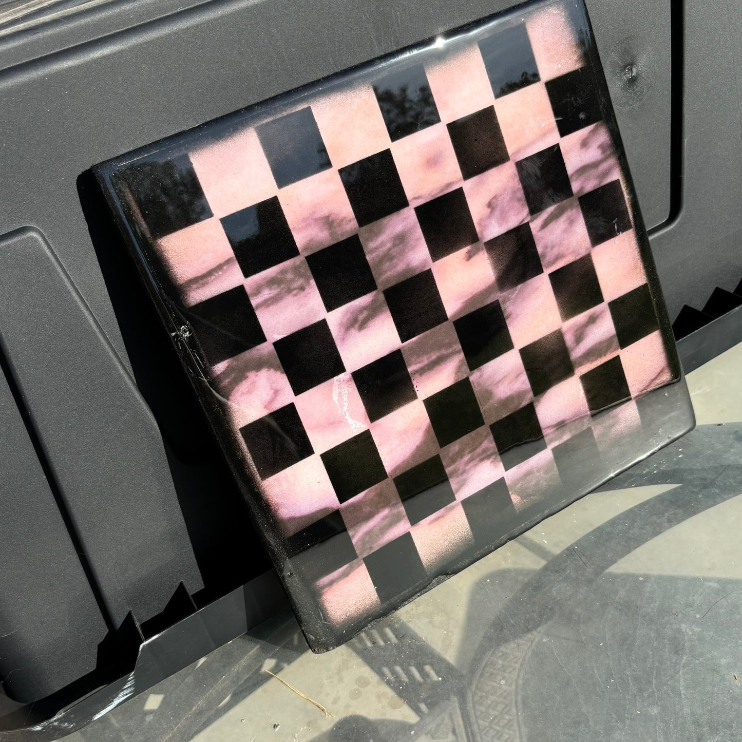 Pink Swish - Resin Coated Chess Board