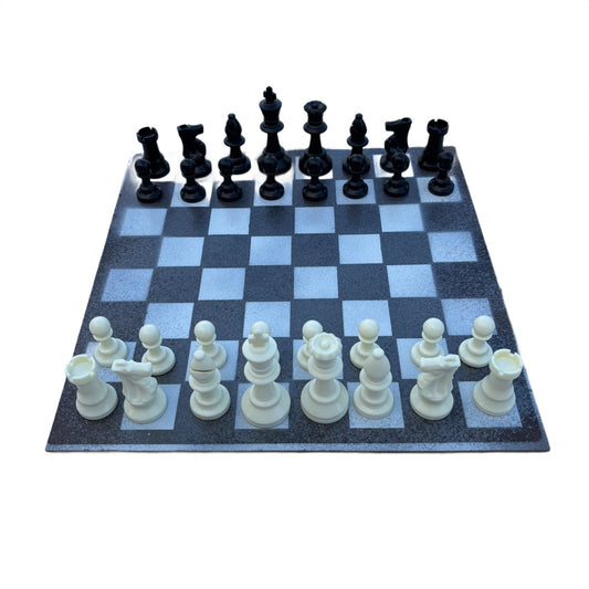 Gray & White - Painted Chess Set