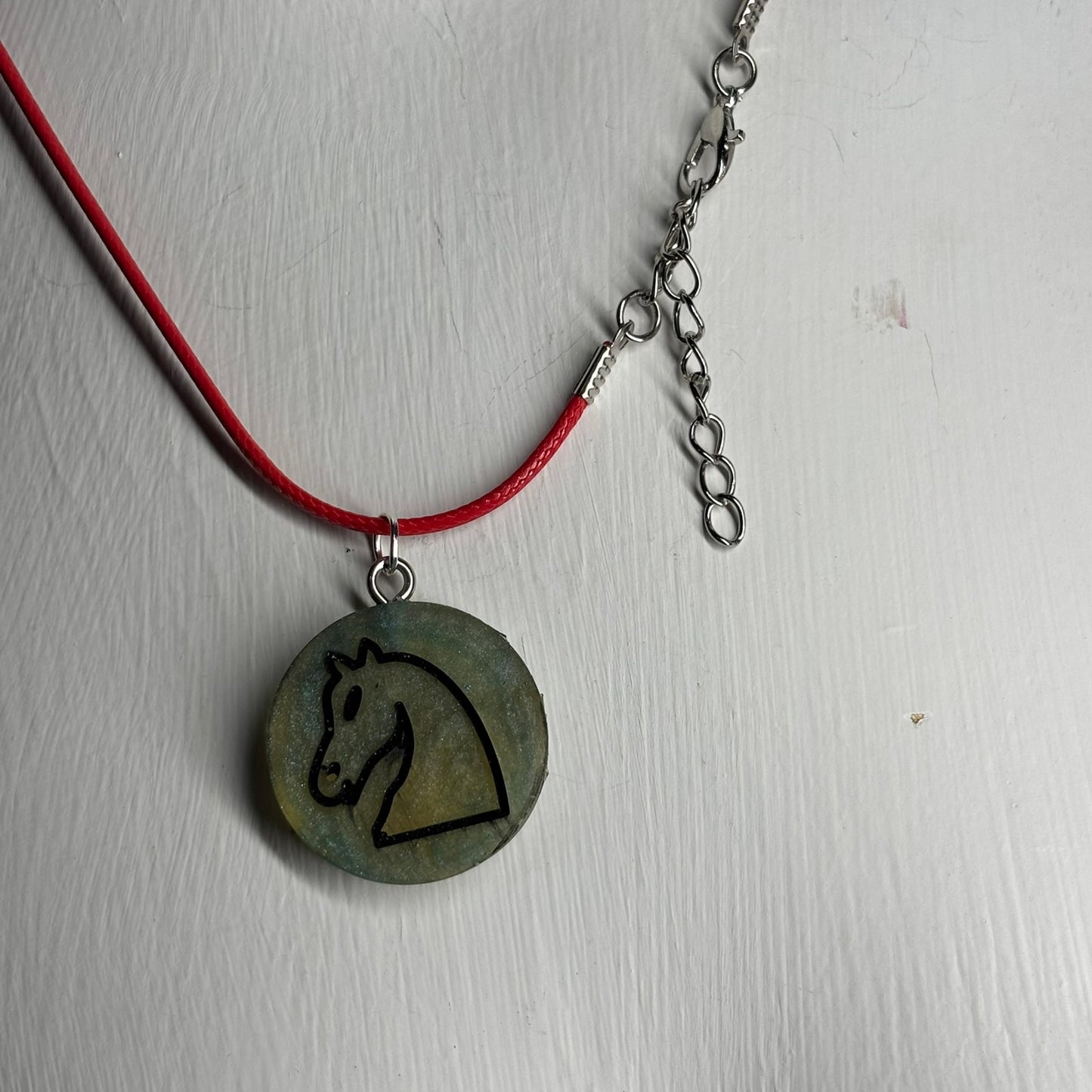 Swamp Green Knight - Handmade Resin Chess Necklace