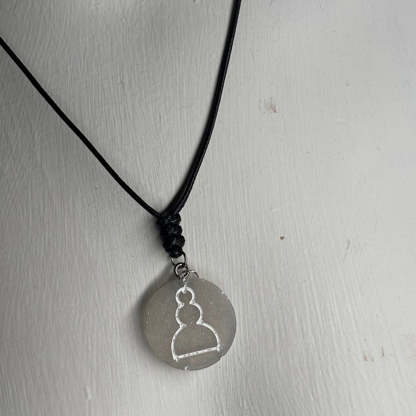 White Pawn - Handmade Resin Chess Necklace