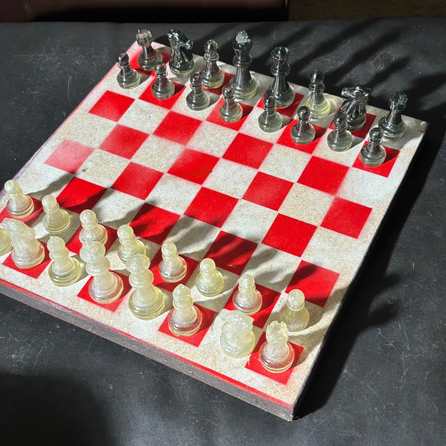 Red & White - Painted Chess Set