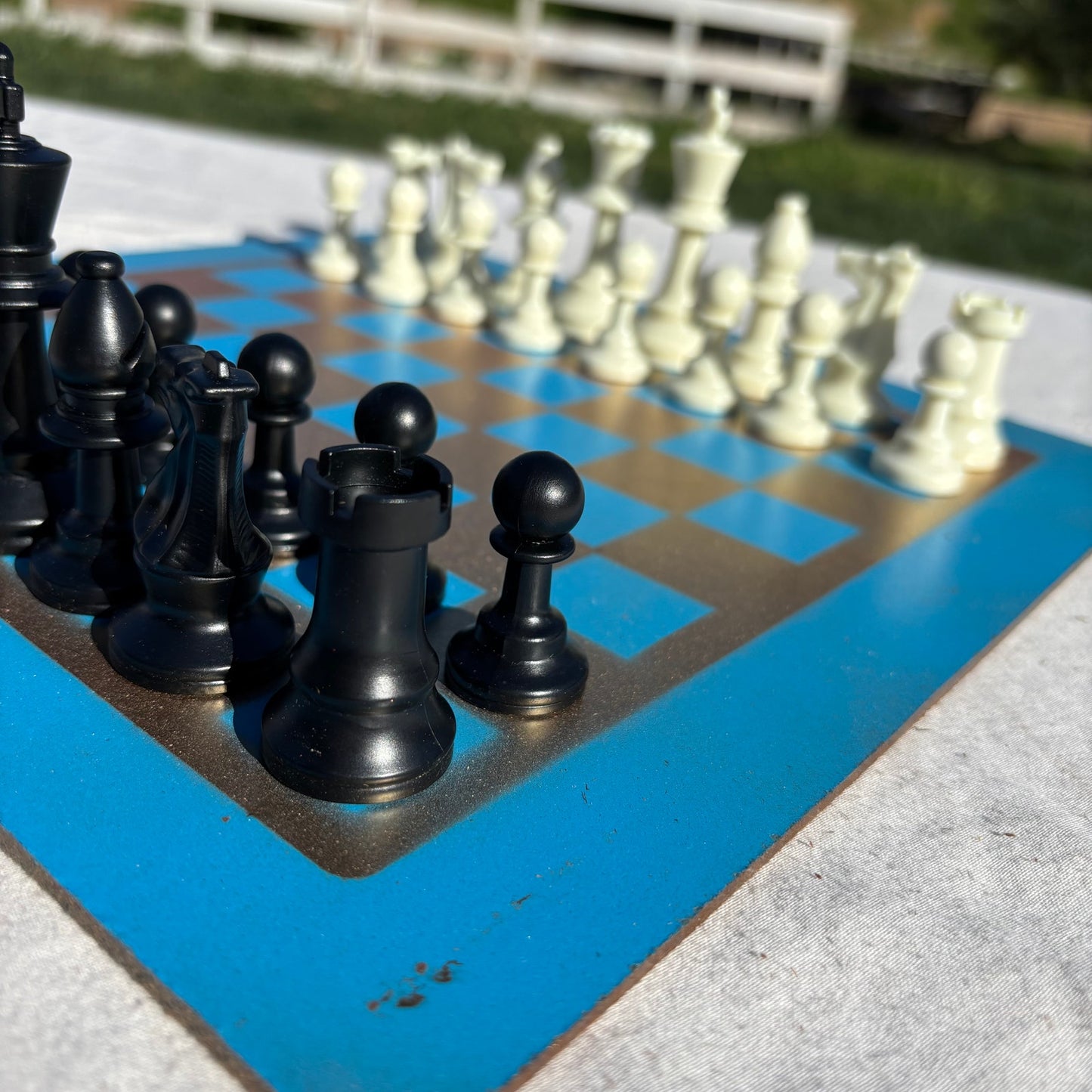 Golden Blue - Painted Chess Set
