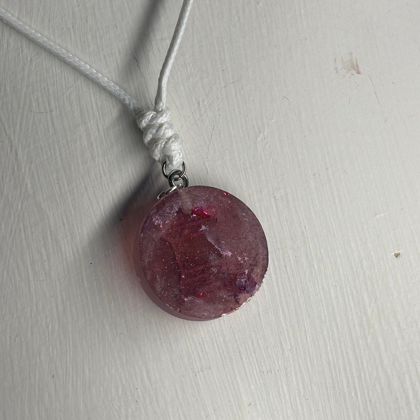 Pink Print Rook - Handmade Resin Chess Necklace