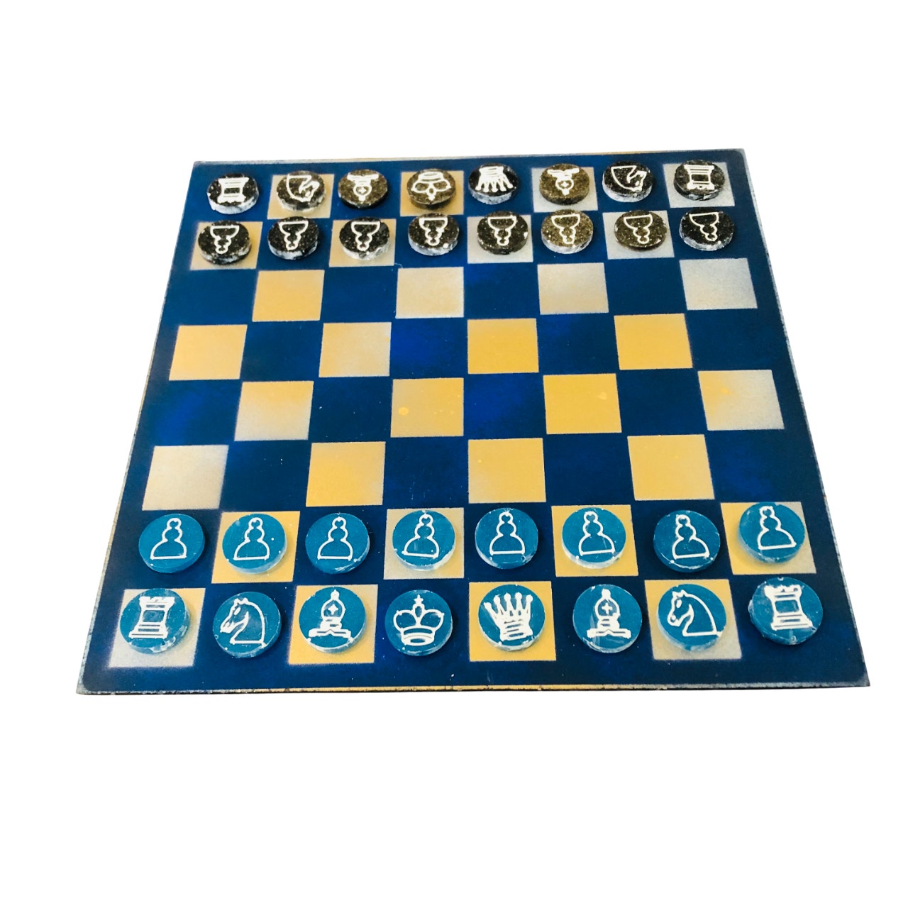 Golden Blue - Painted Chess Set