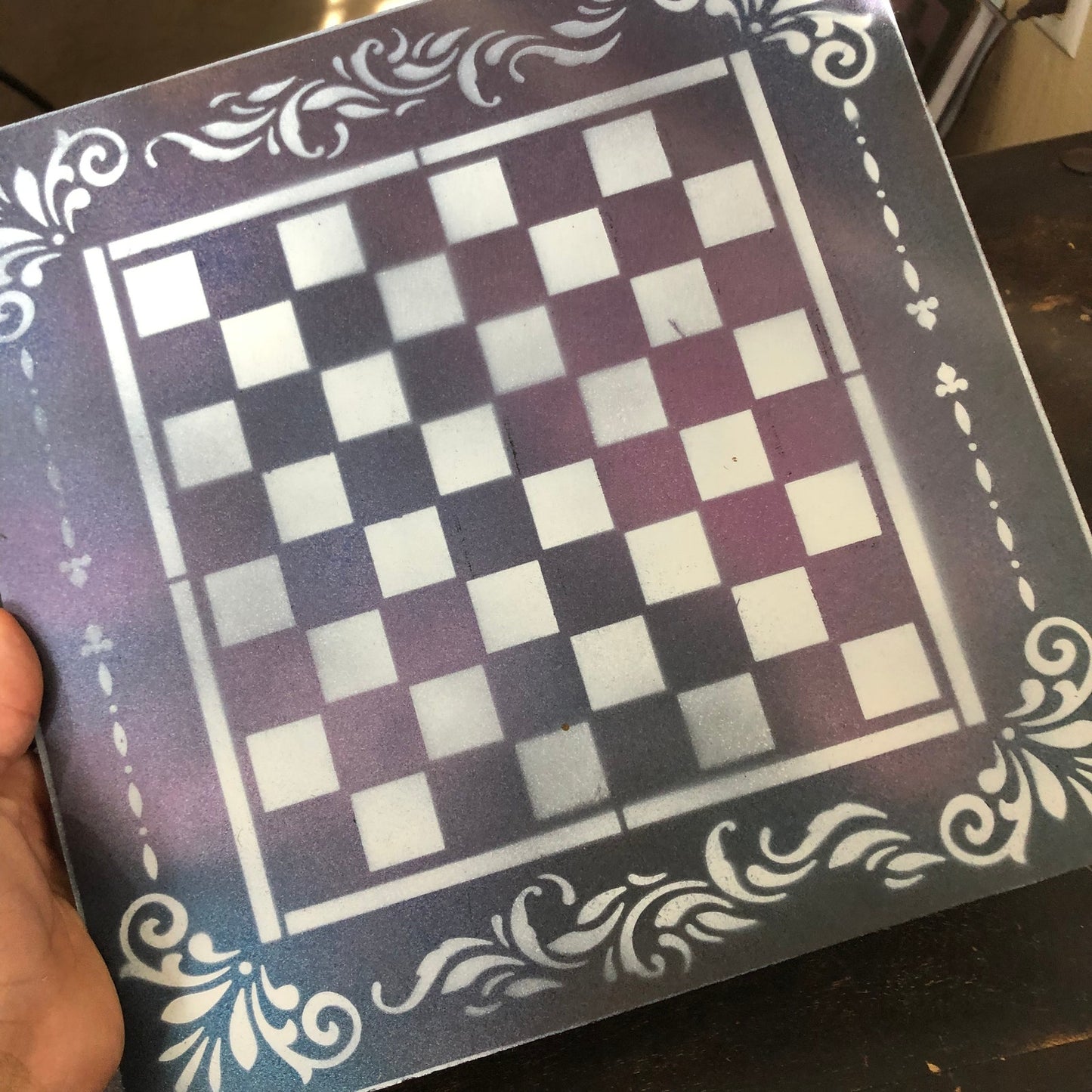 Opal Purple Space - Painted Chess Set