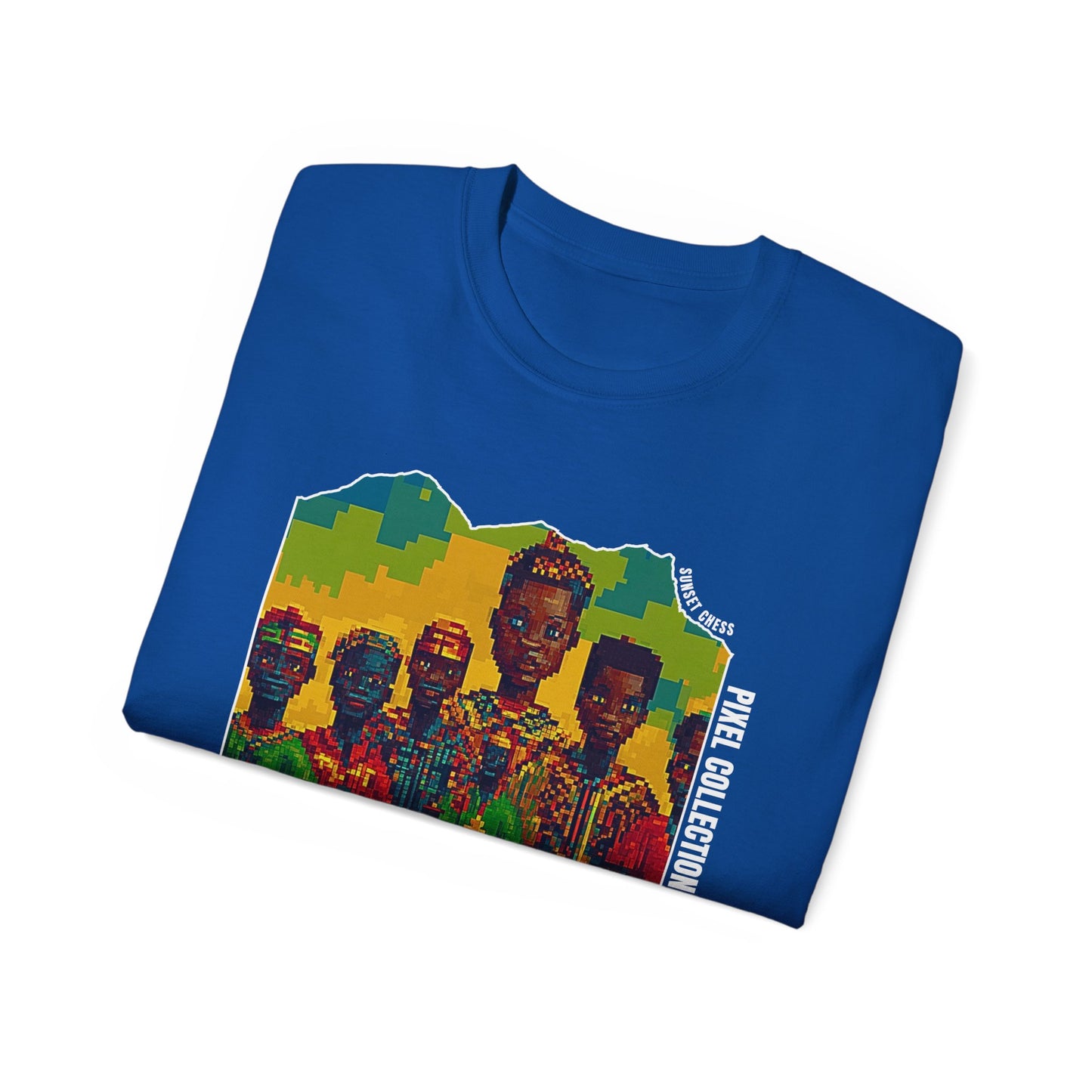 African Pixel Chess - Blue Chess T Shirt