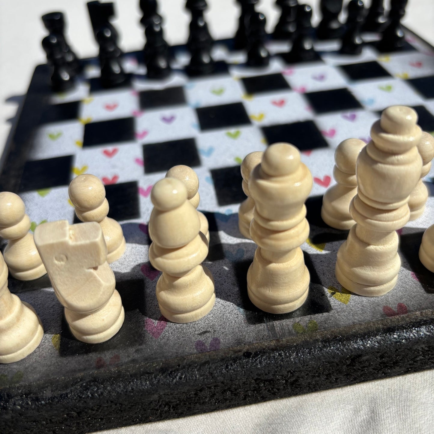 Colorful Hearts - Scrapbook Chess Set