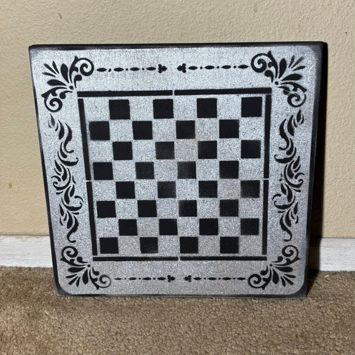 Gray & Black - Painted Chess Board
