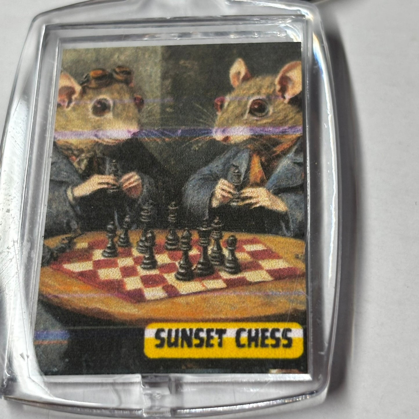 Mice & Chess - Sunset Chess Photo Keychain