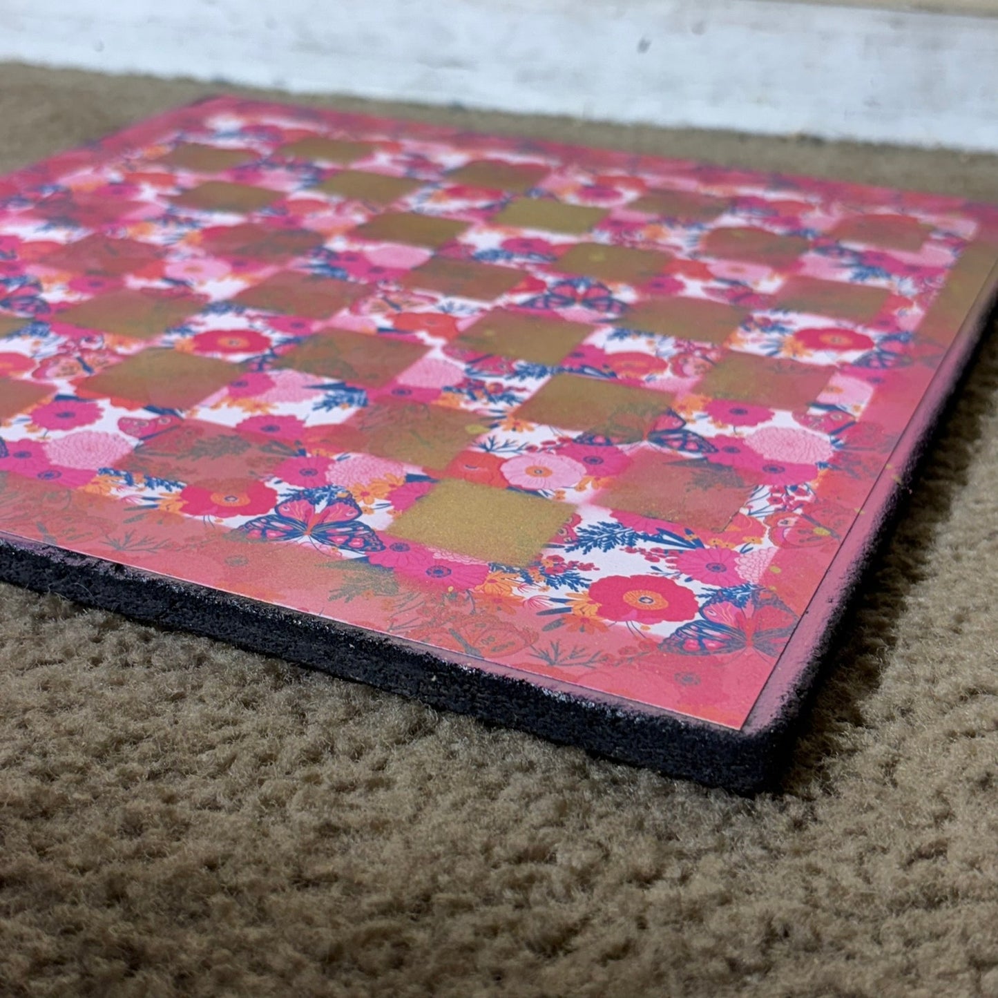 Golden Pink Butterflies - Scrapbook Chess Board
