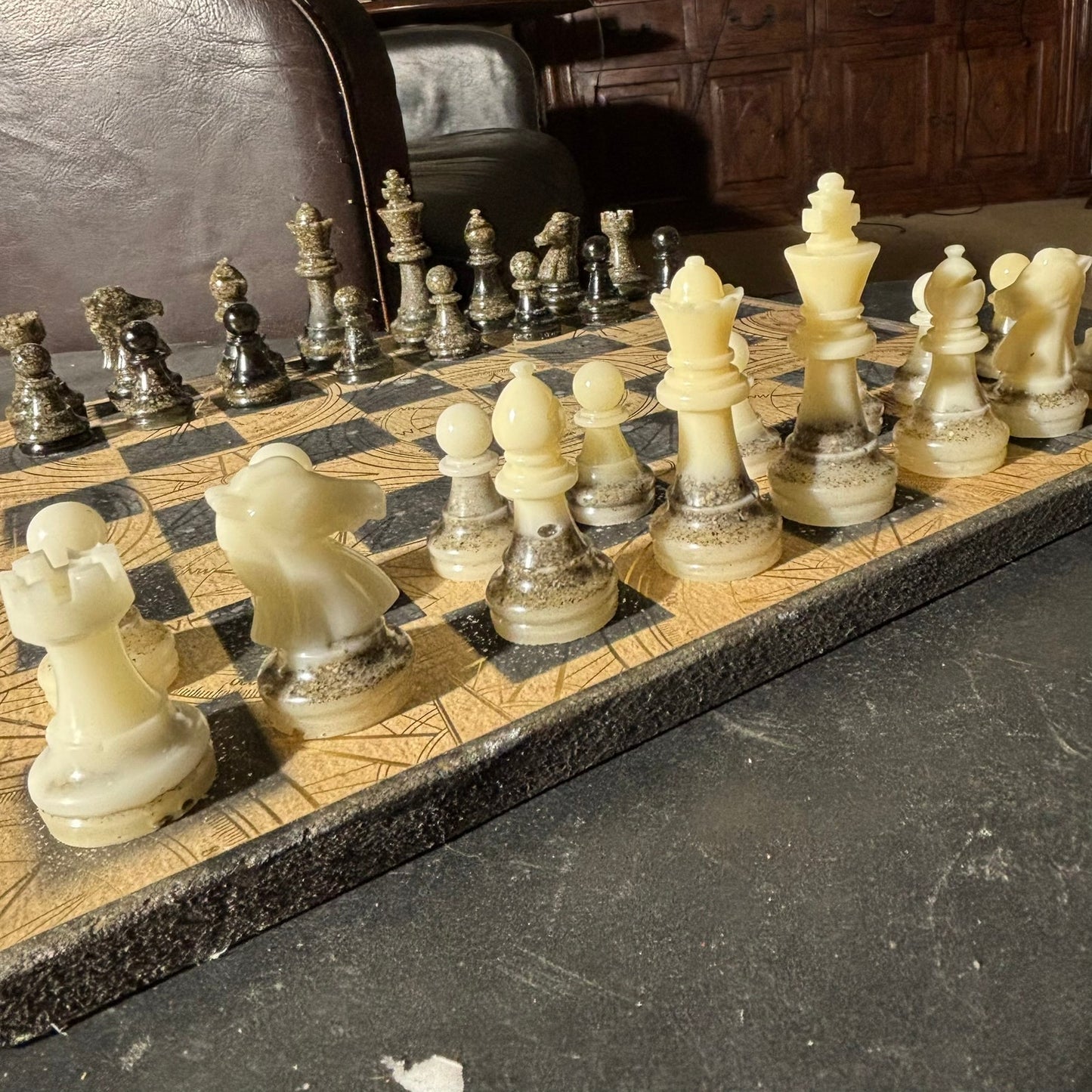 Vintage Golden Brown - Scrapbook Chess Set