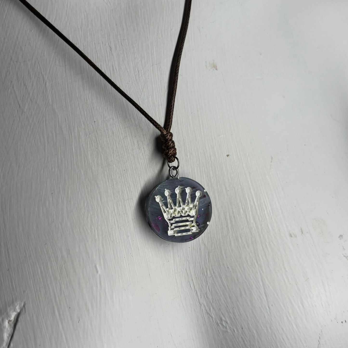 Translucent Purple Queen - Handmade Resin Chess Necklace