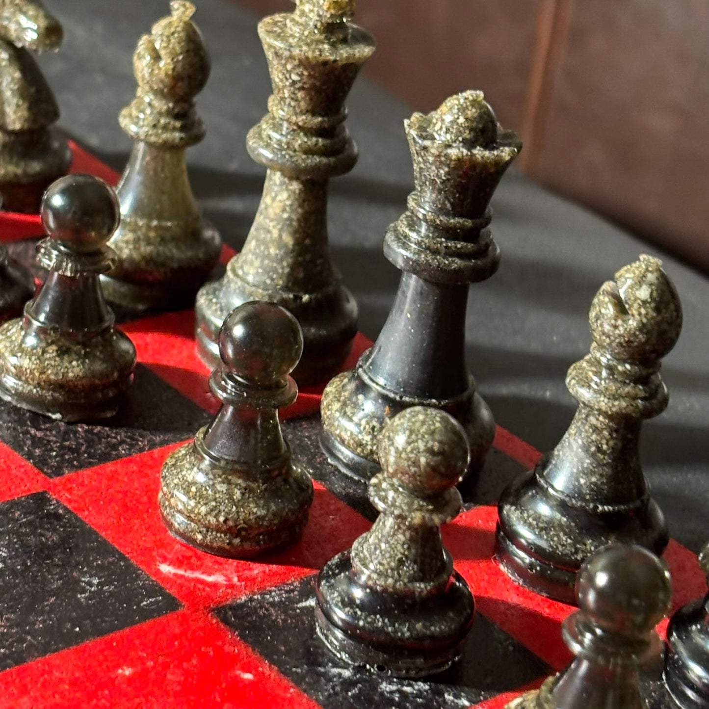 Opal Red & Black - Painted Chess Set