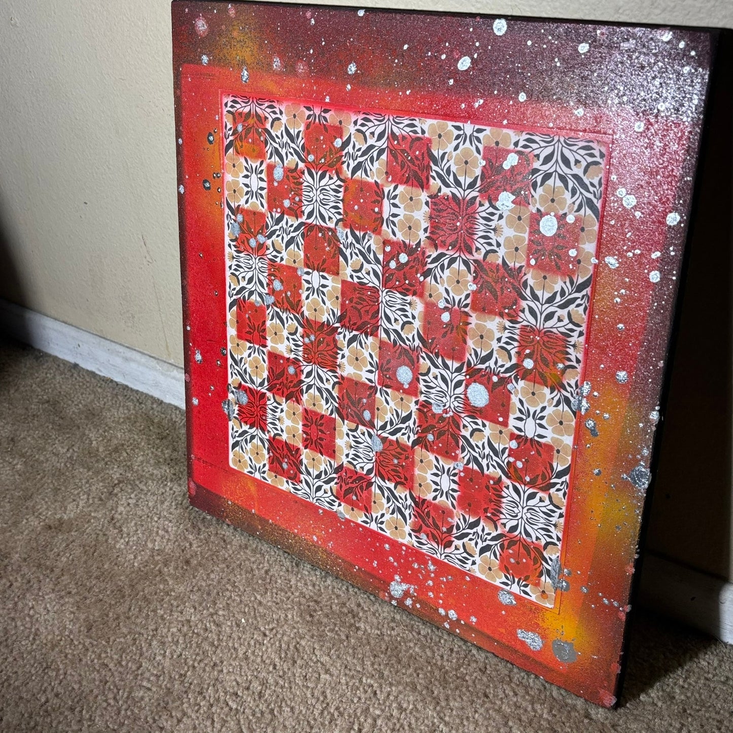 Red Yellow Chrome Drip - Large Scrapbook Chess Board