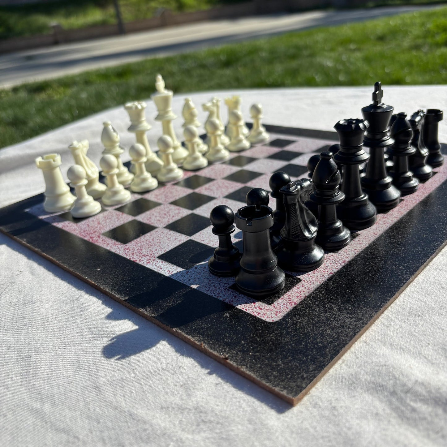 Sprinkled Red - Painted Chess Set