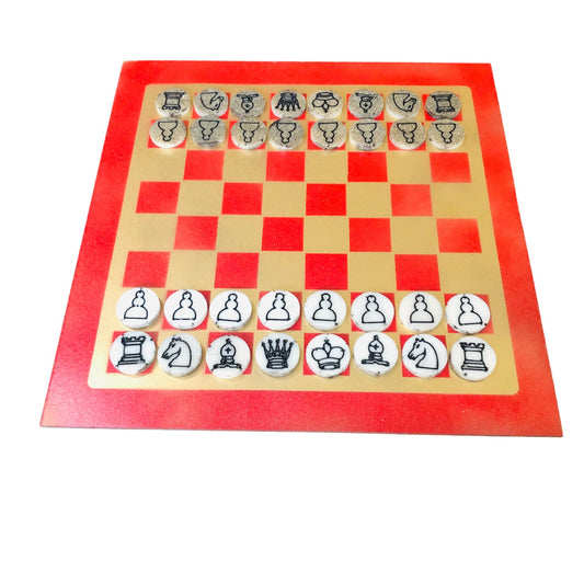 Supreme Golden Red- Painted Chess Set