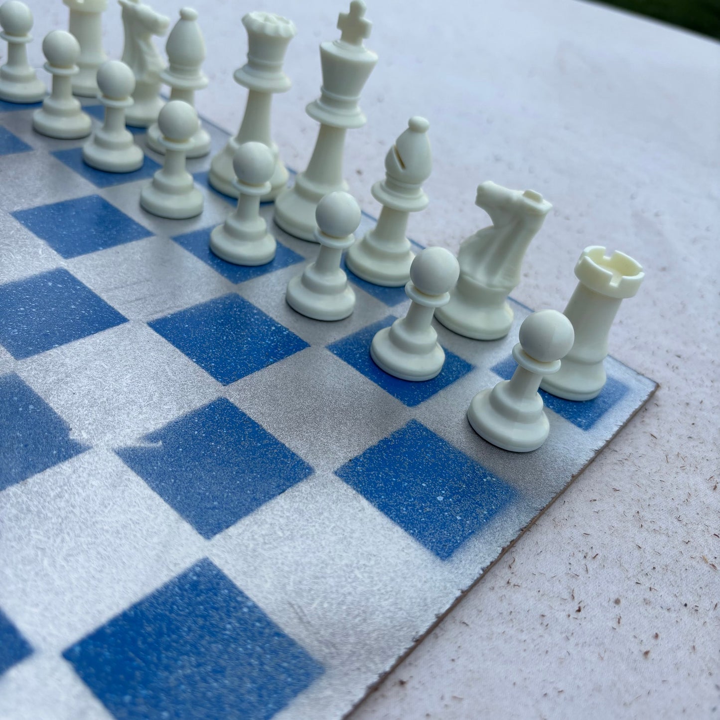 Silver & Blue - Painted Chess Set