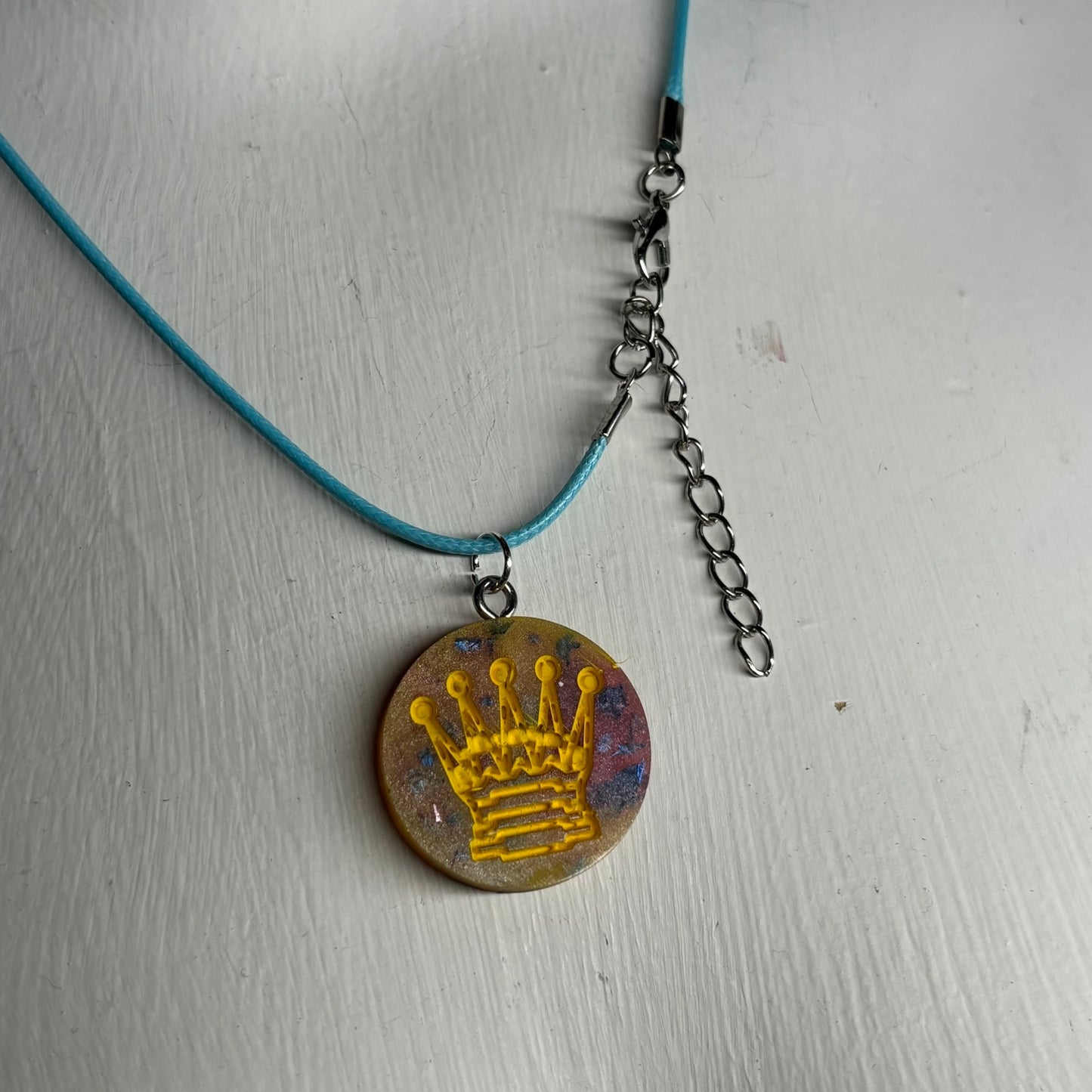 Premium Yellow Queen - Handmade Resin Chess Necklace
