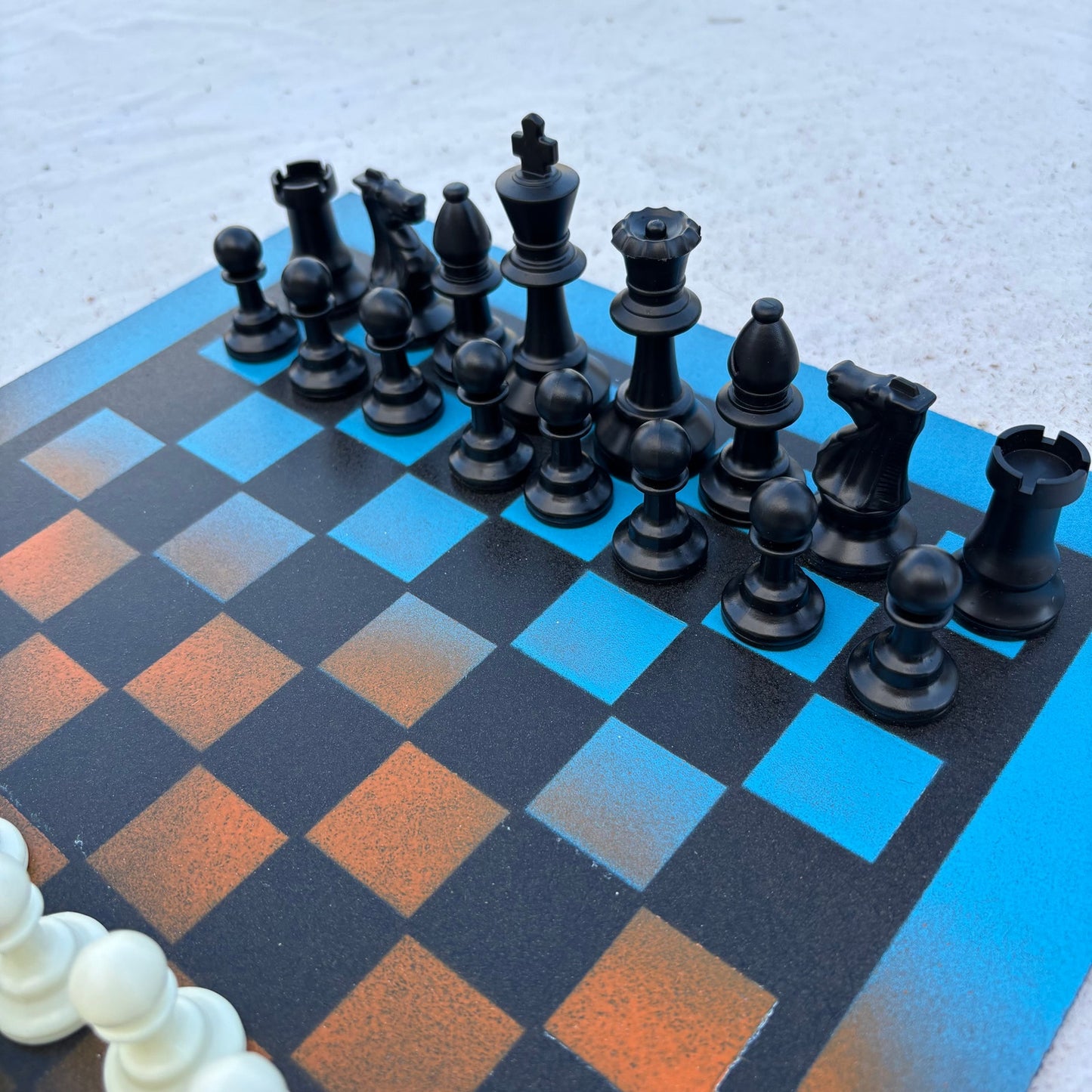Simple Blue & Orange - Painted Chess Set