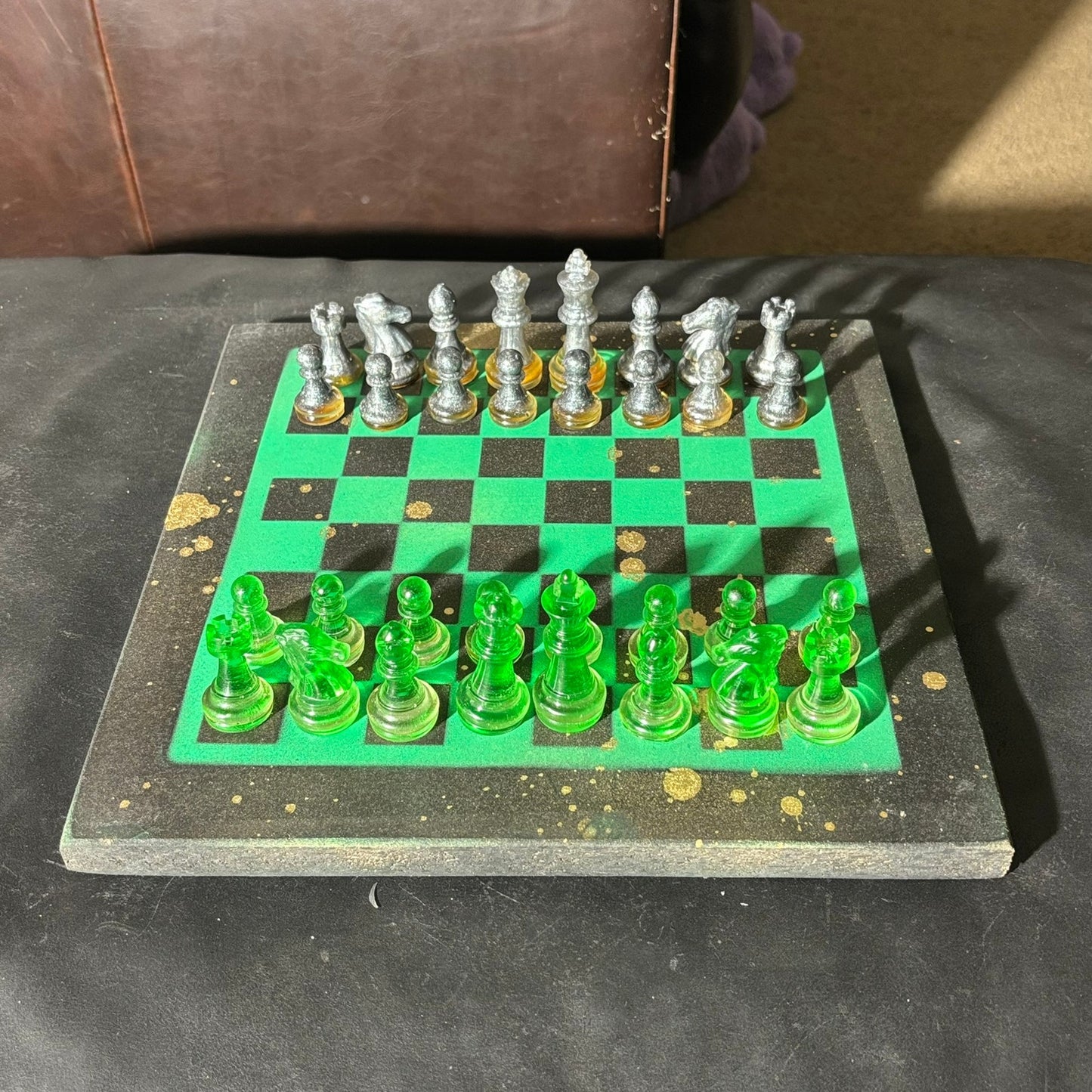 Golden Green - Painted Chess Set