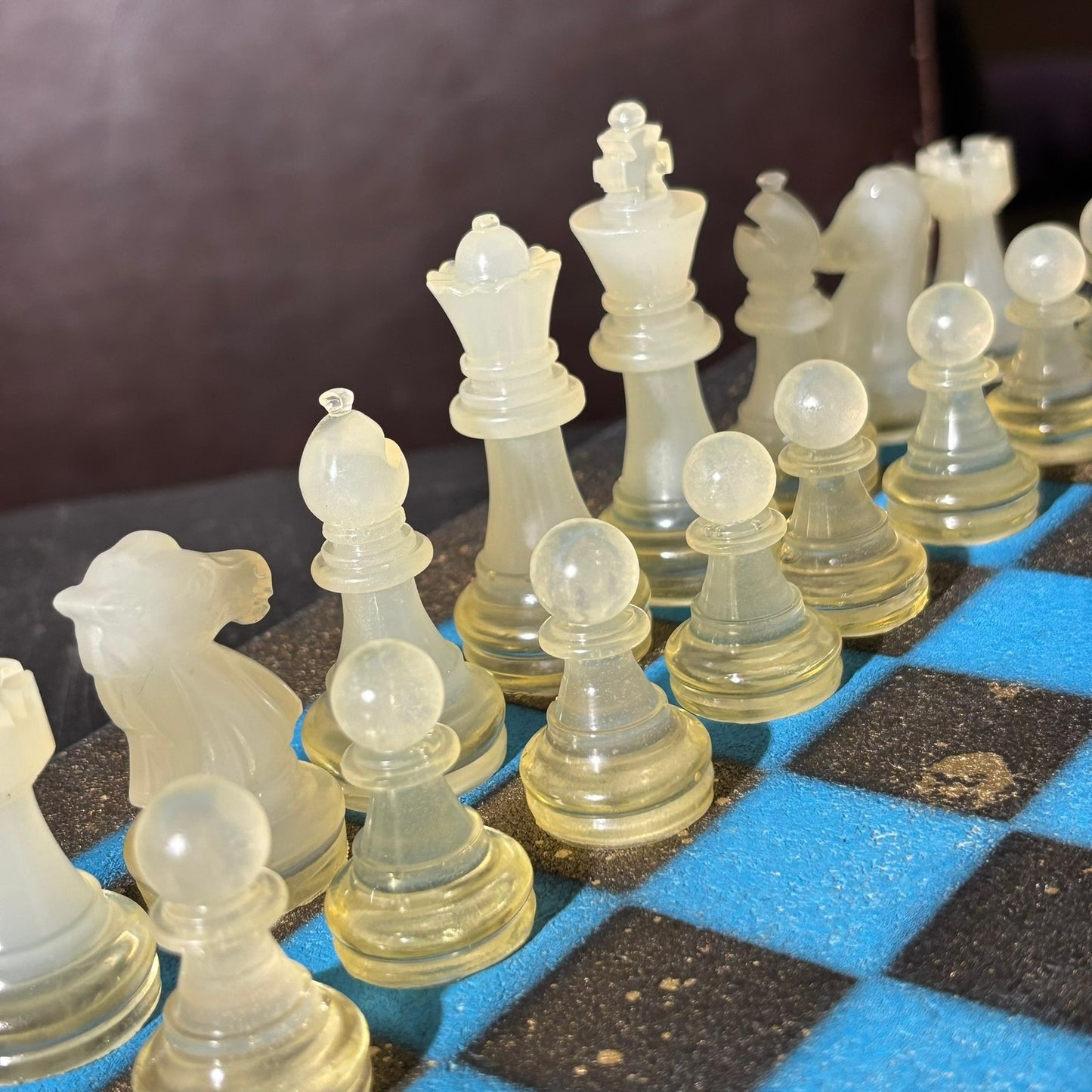 Rich Blue & Pink - Painted Chess Set