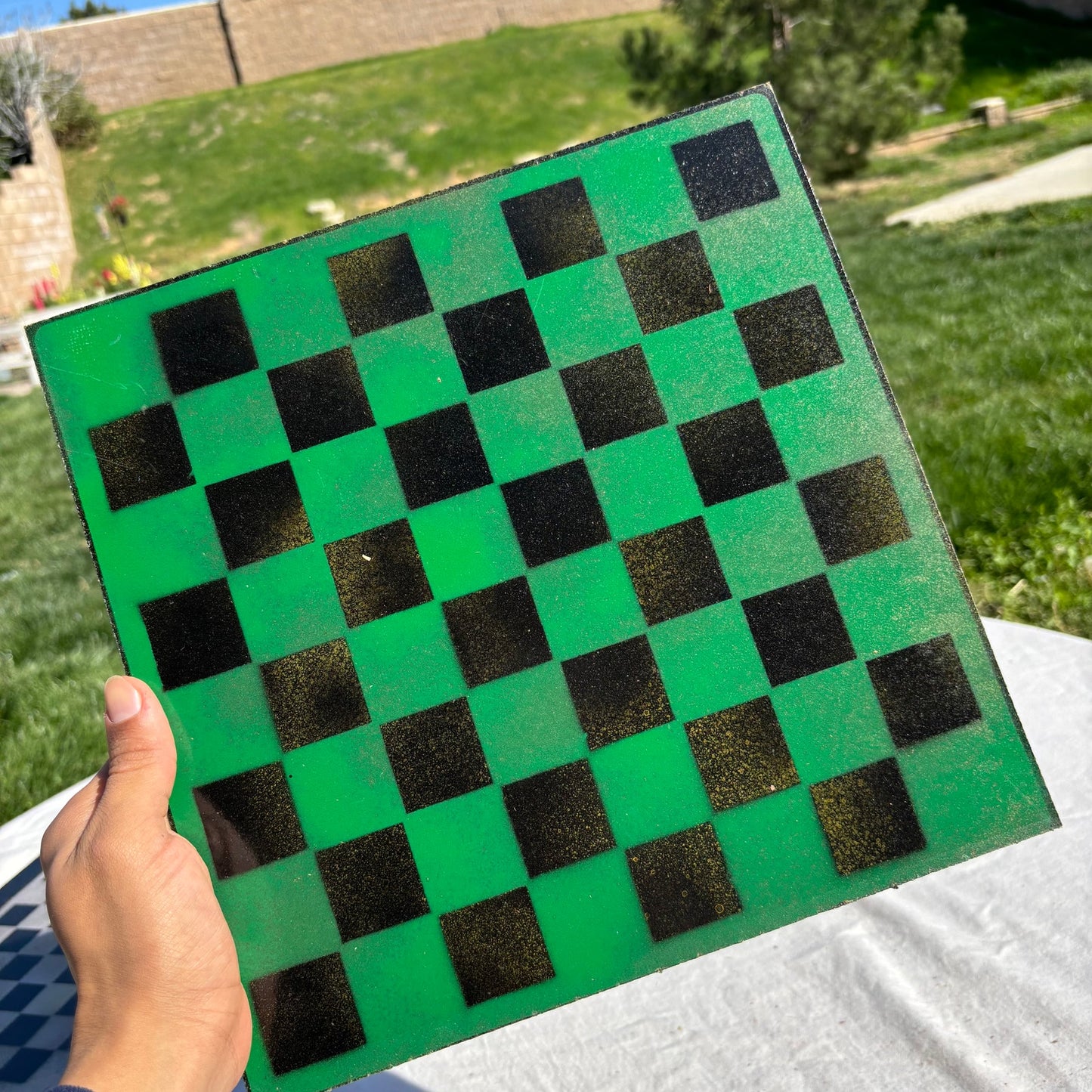 Green & Black - Painted Chess Set