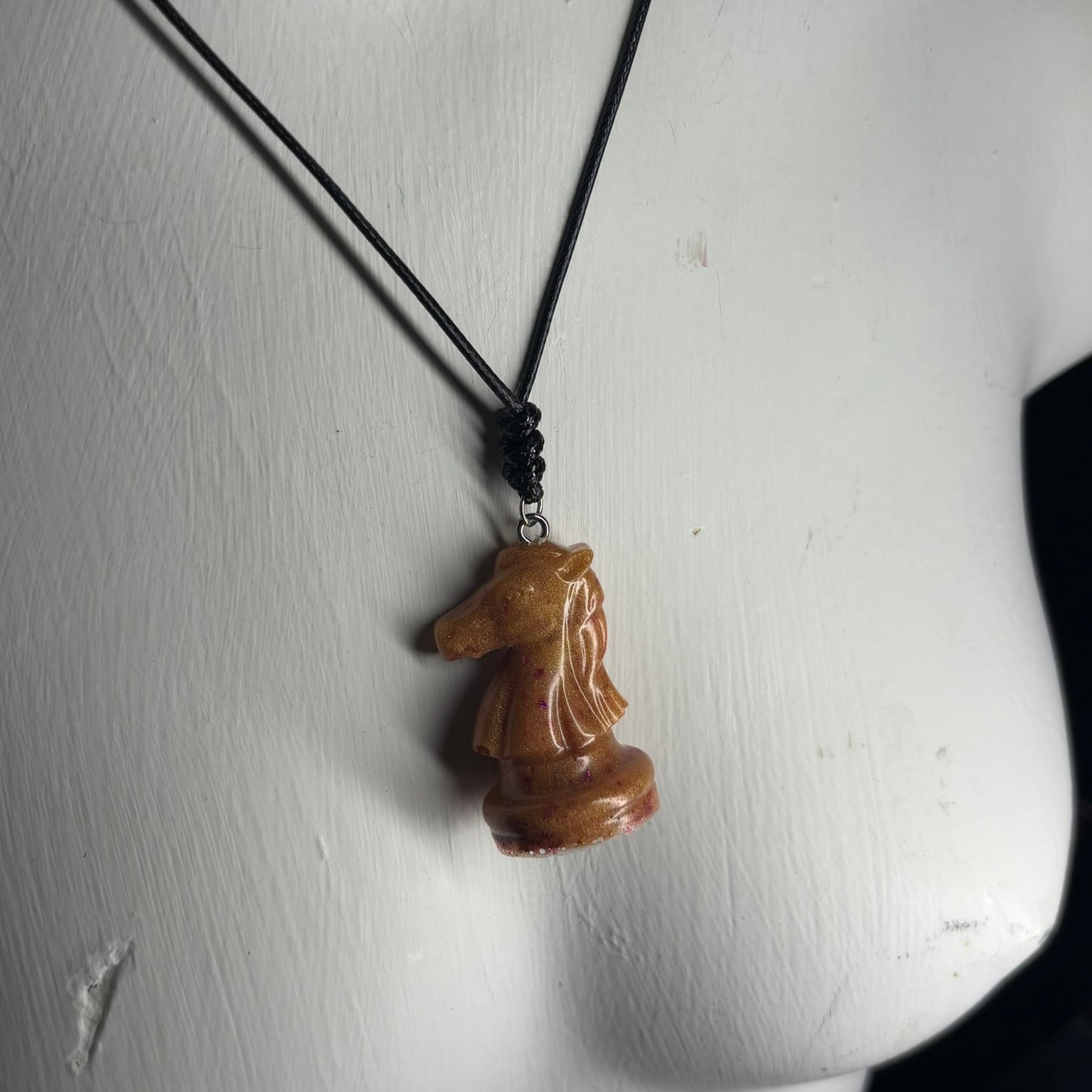 Golden Purple Knight - Handmade Resin Chess Necklace