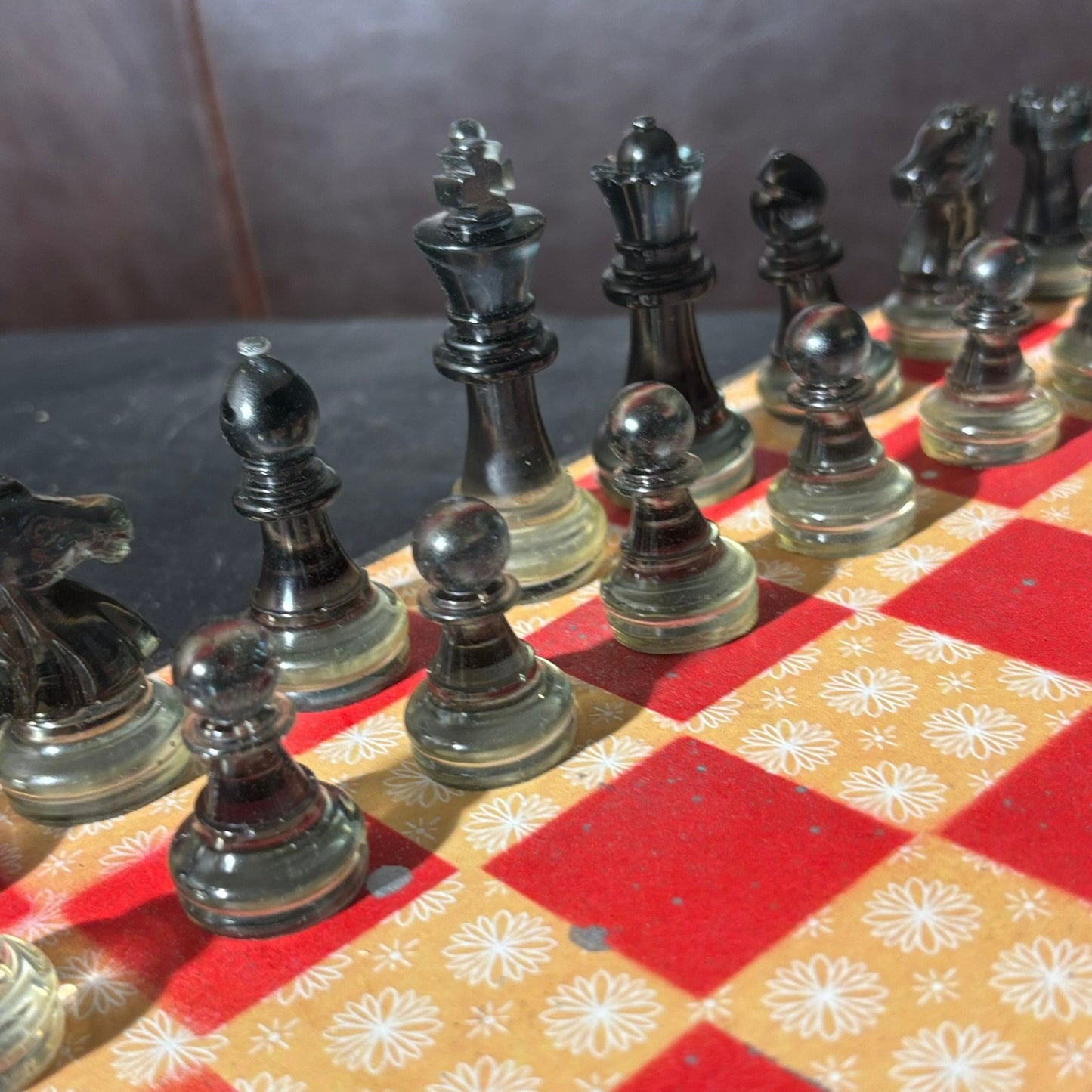 Yellow Patterned Red - Scrapbook Chess Set