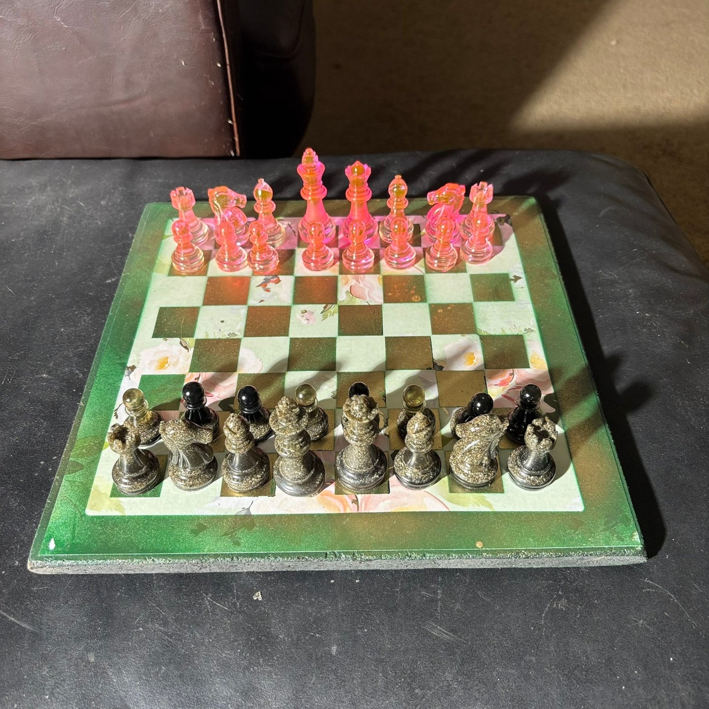 Luxury Pink Green - Scrapbook Chess Set