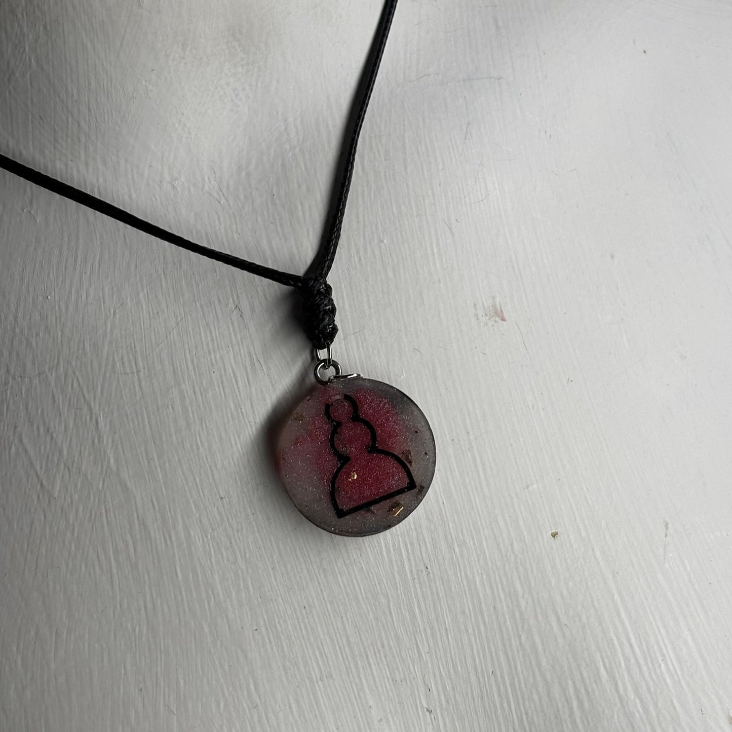 Crystal Red Mist Pawn - Handmade Resin Chess Necklace