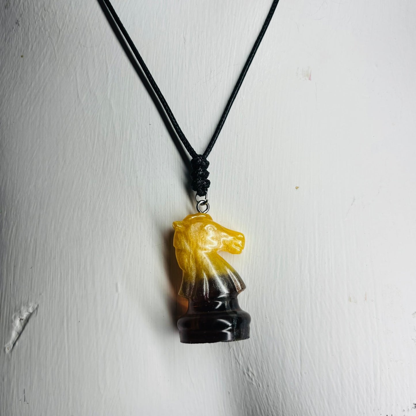 Coffee Cream Knight - Handmade Resin Chess Necklace