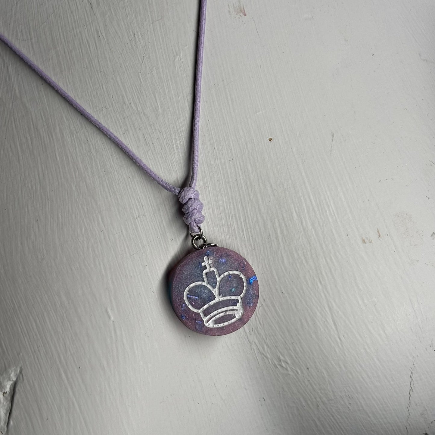 Purple Space King - Handmade Resin Chess Necklace