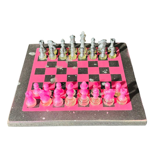 Pink & Black - Painted Chess Set