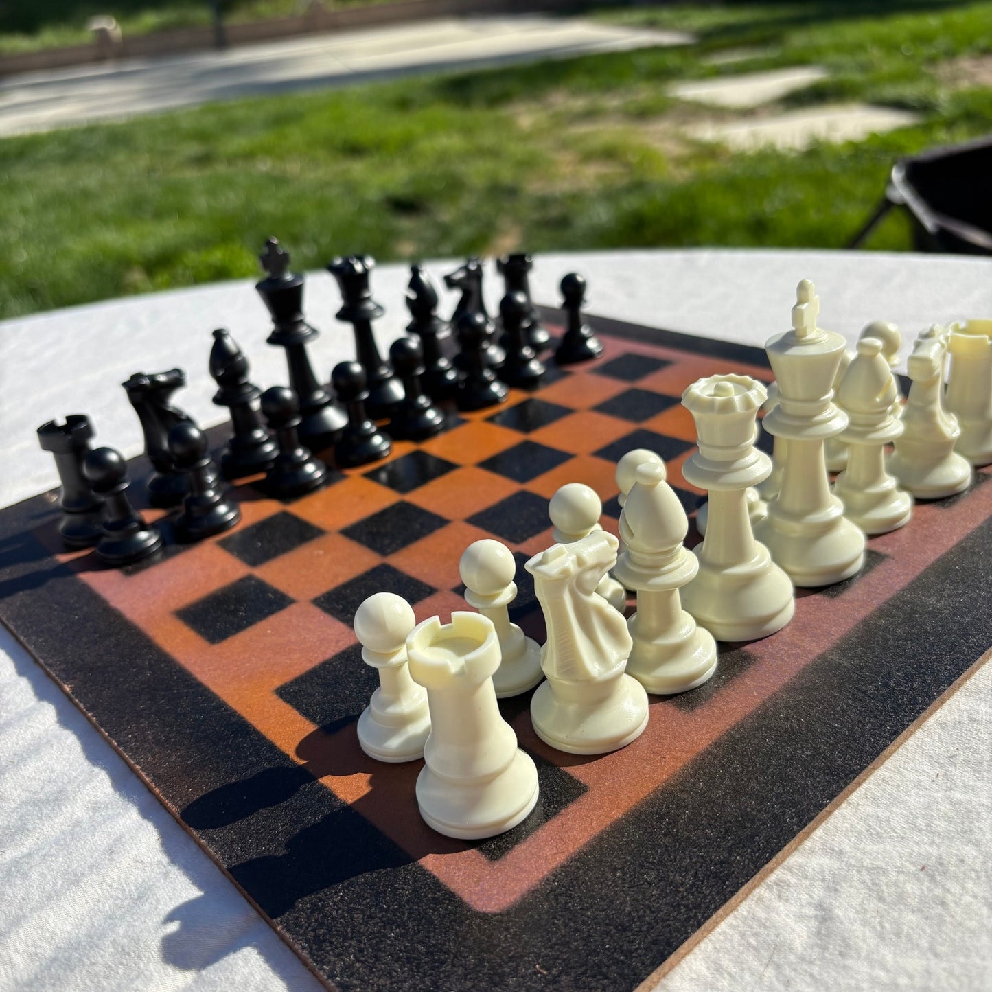 Orange & Black - Painted Chess Set