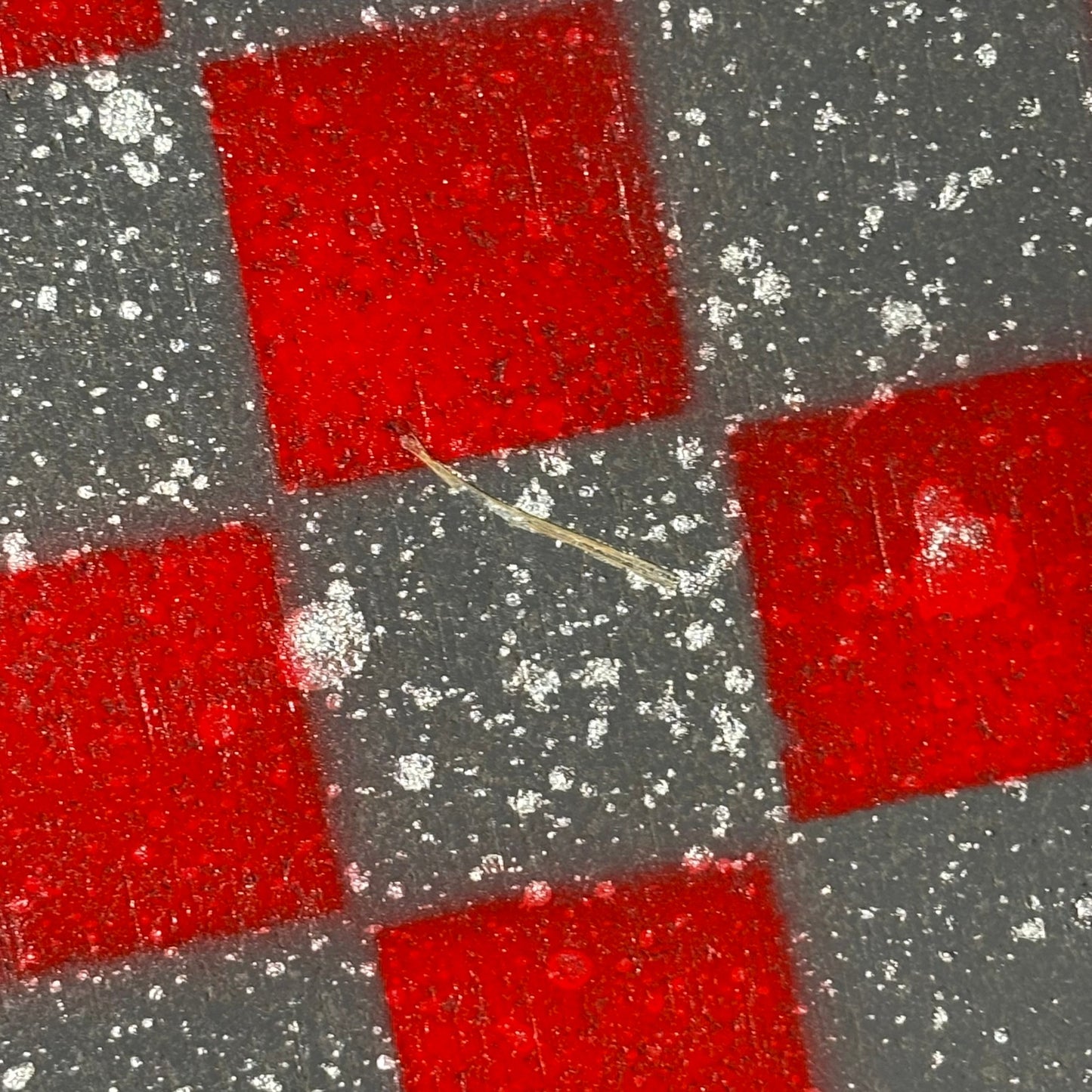 Gray & Red Splatter - Painted Chess Board