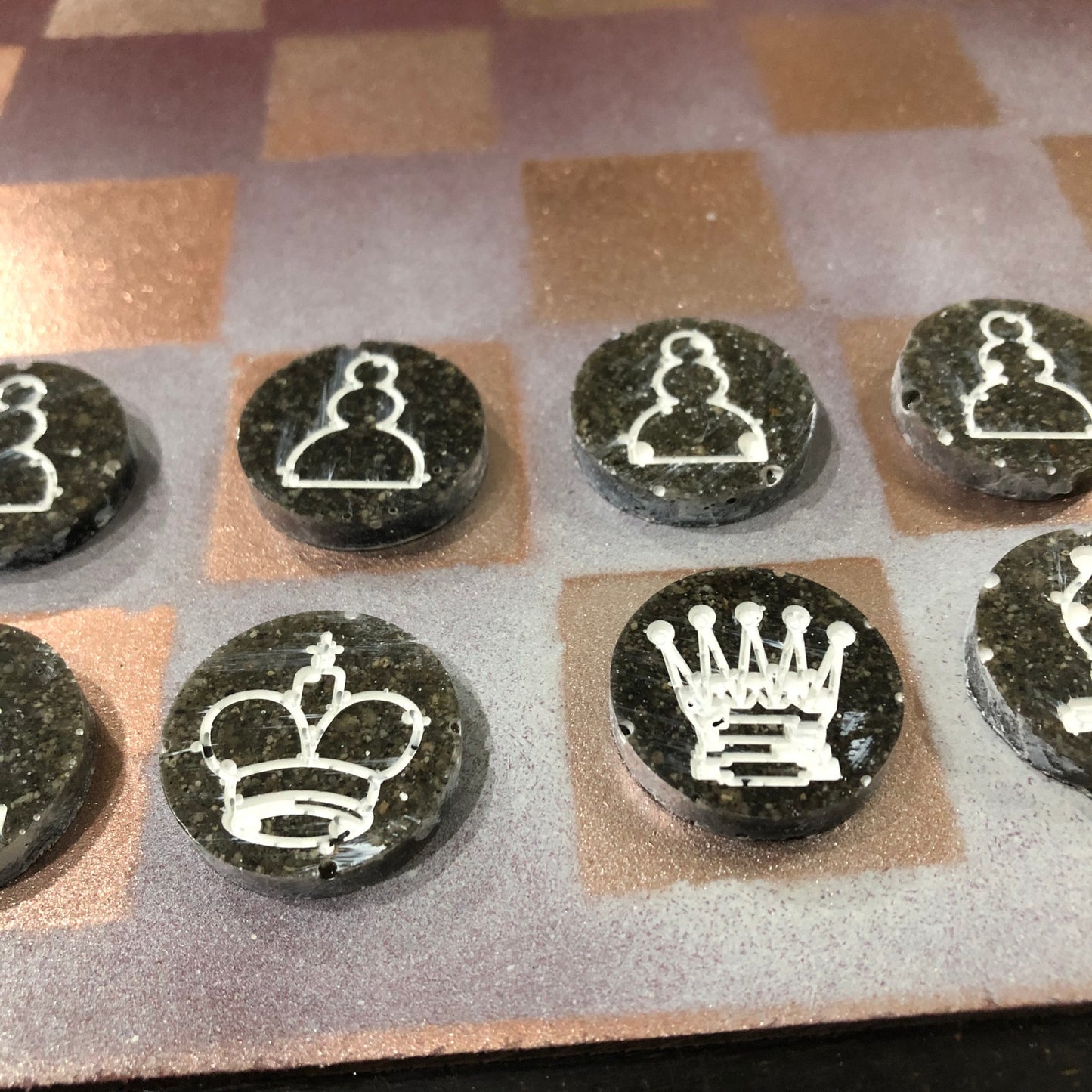 Burgundy Bronze - Painted Chess Set