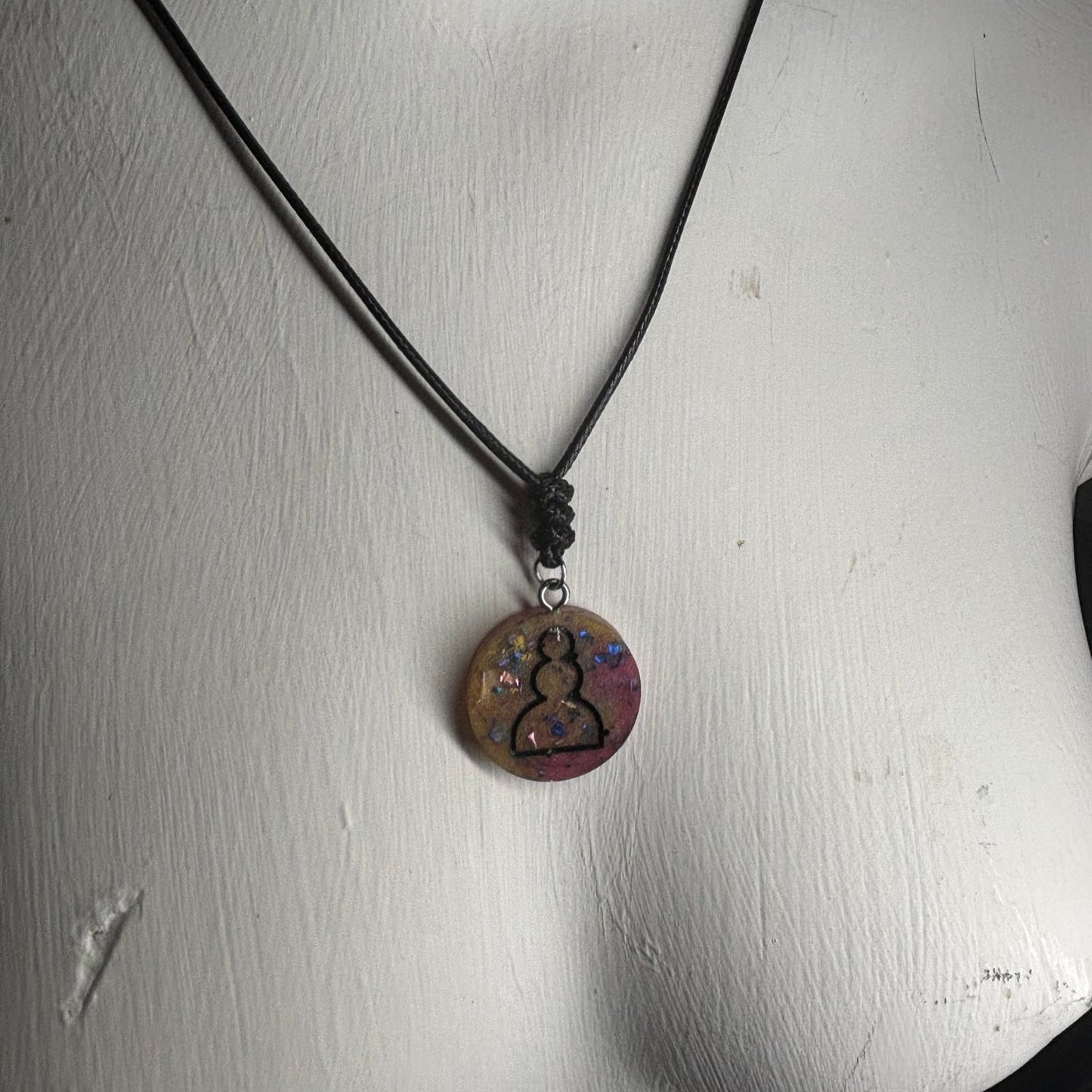 Pink Smoosh Pawn - Handmade Resin Chess Necklace