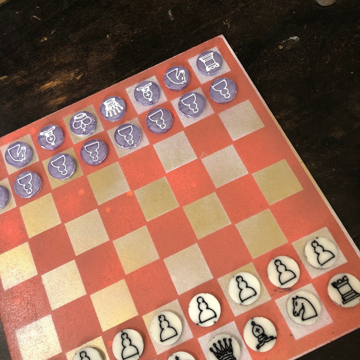 Gold Peach - Painted Chess Set