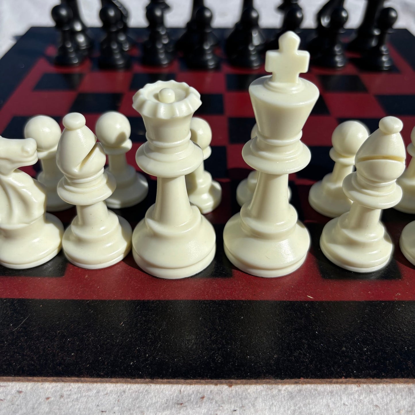 Wine Red- Painted Chess Set