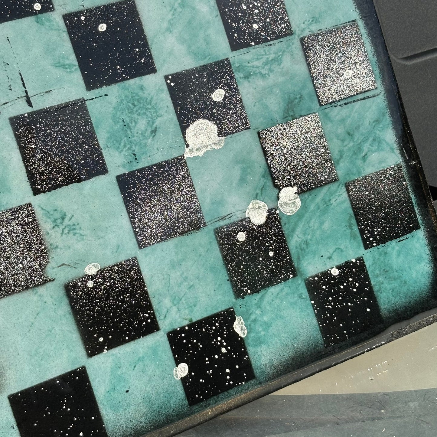 Green Emerald - Resin Coated Chess Board