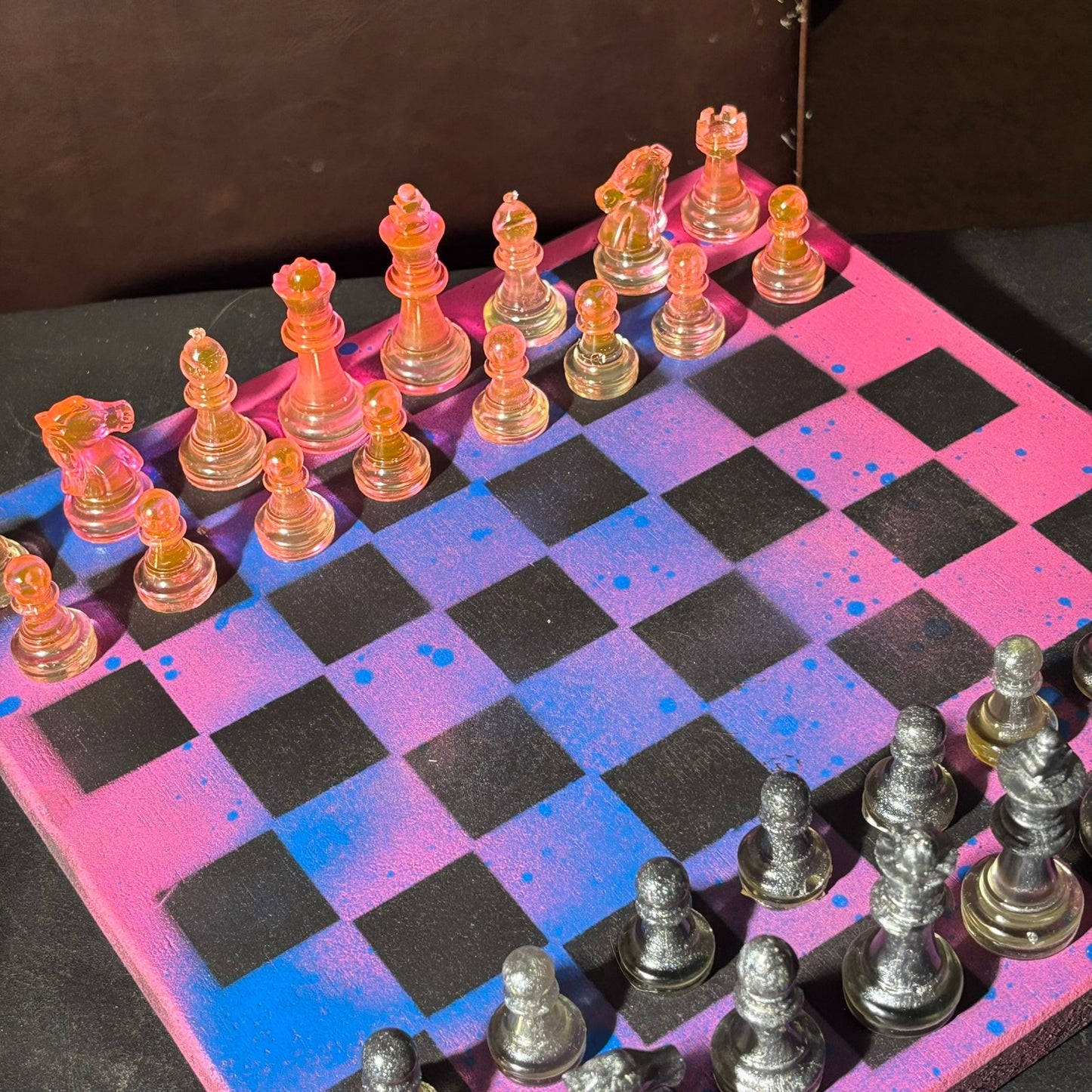 Purple Dripped Space - Painted Chess Set