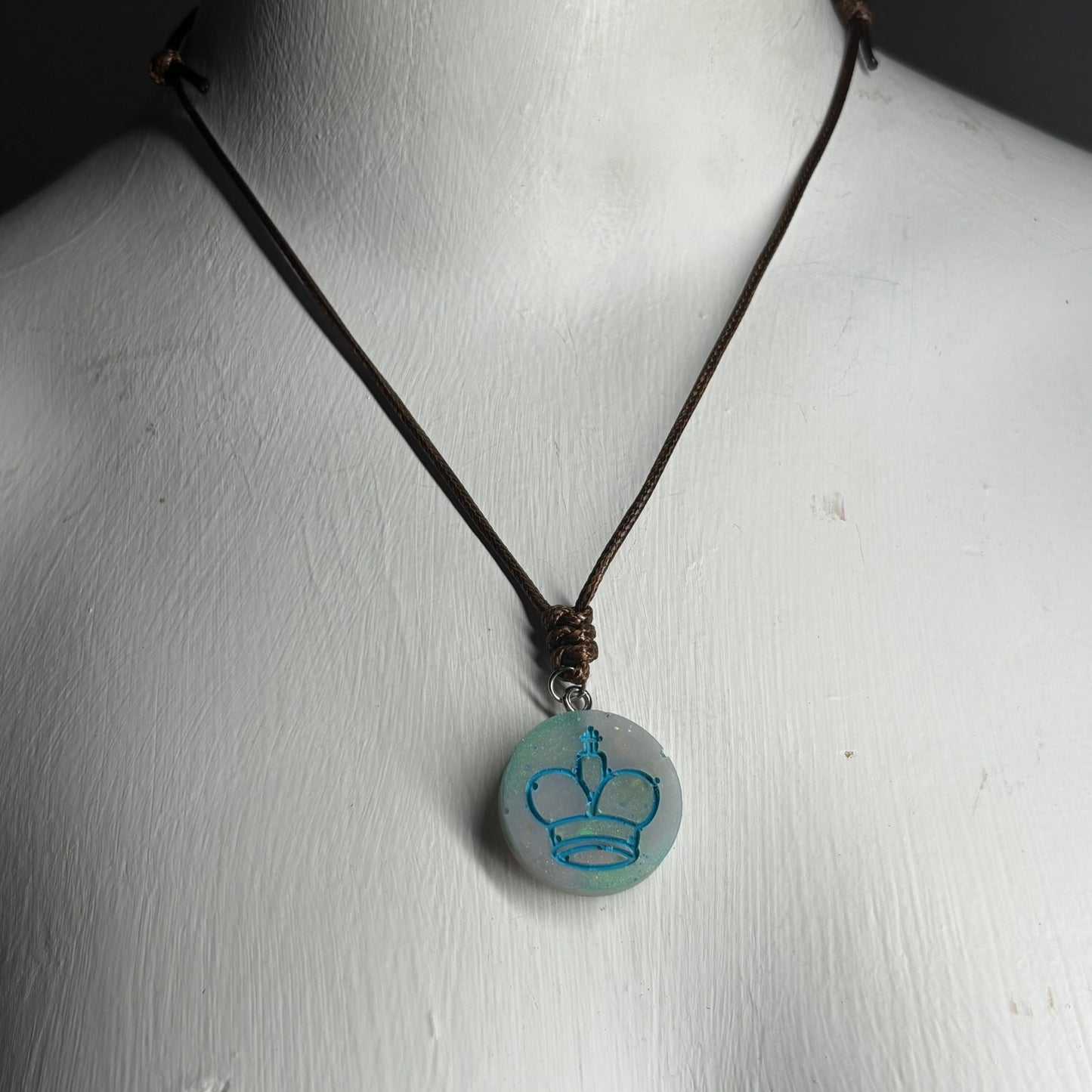 Icey Blue King - Handmade Resin Chess Necklace