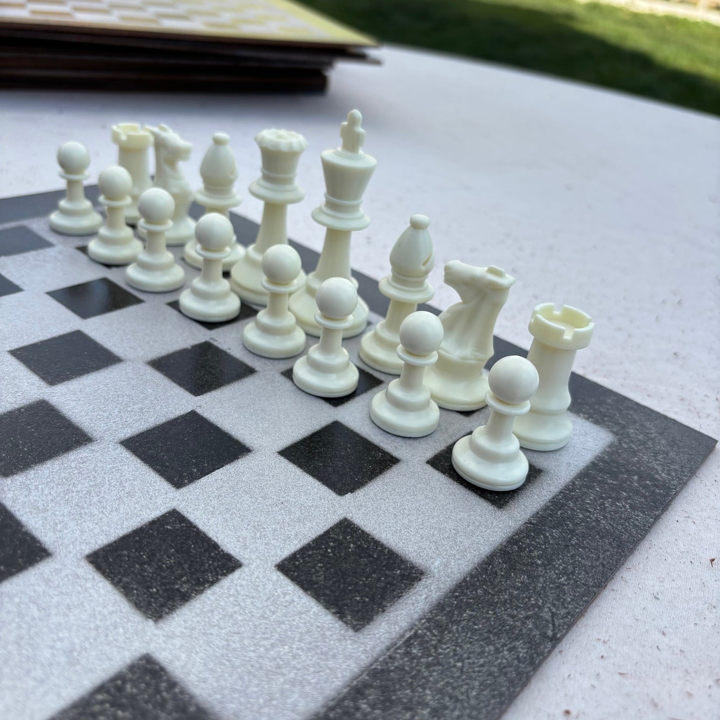 Gray & Black - Painted Chess Set