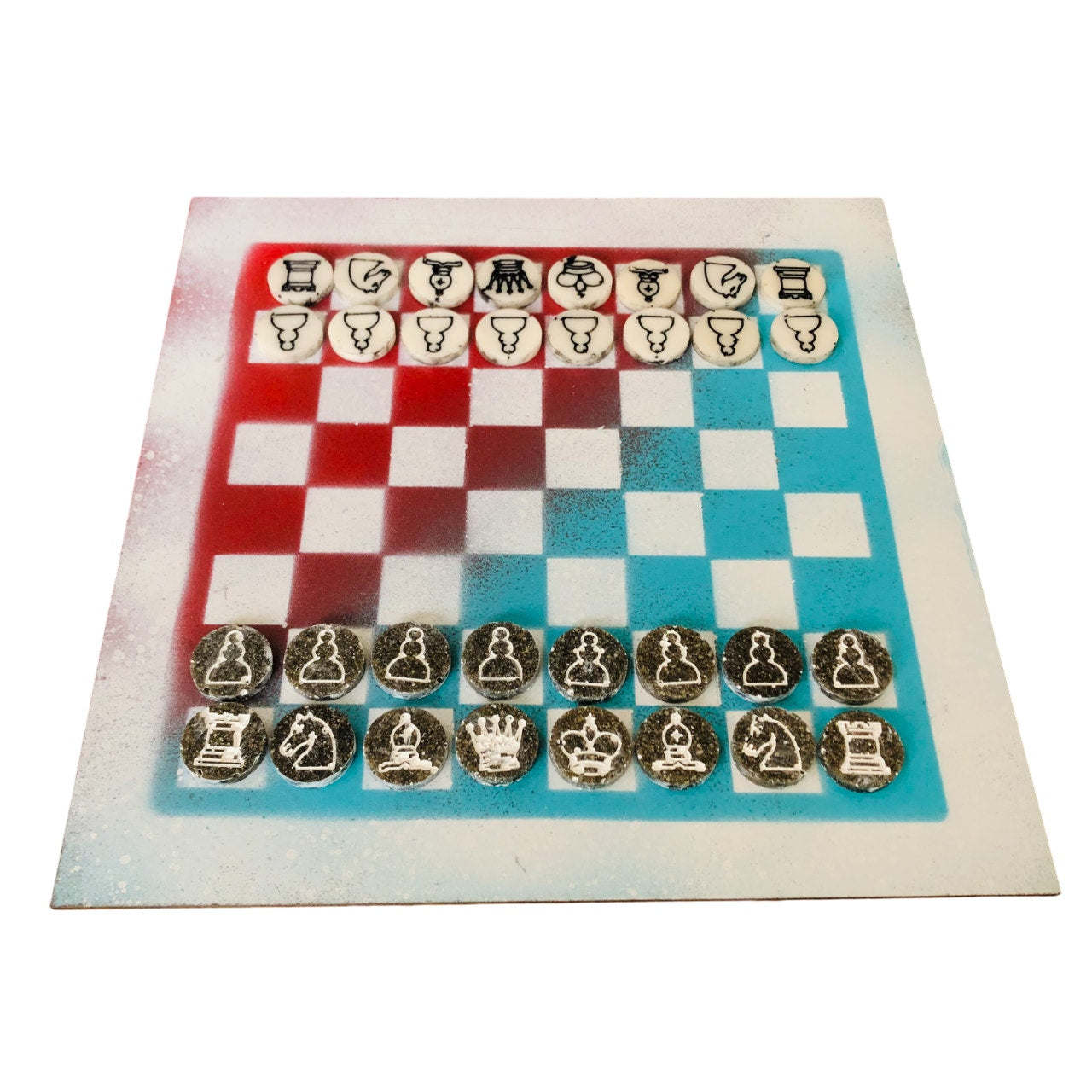 Popsicle White - Painted Chess Set