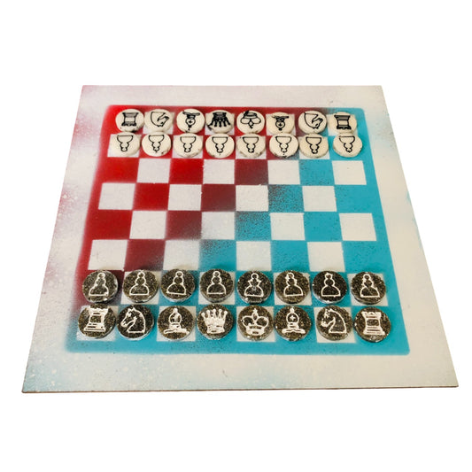 Popsicle White - Painted Chess Set