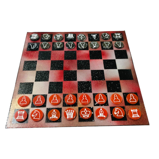 Hue Red - Painted Chess Set