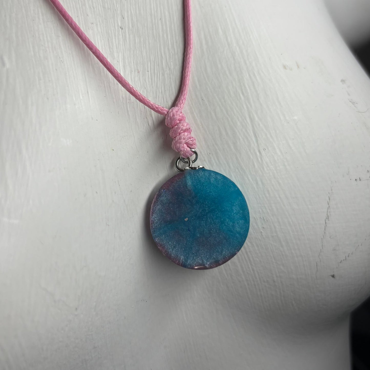 Pink & Blue Bishop - Handmade Resin Chess Necklace