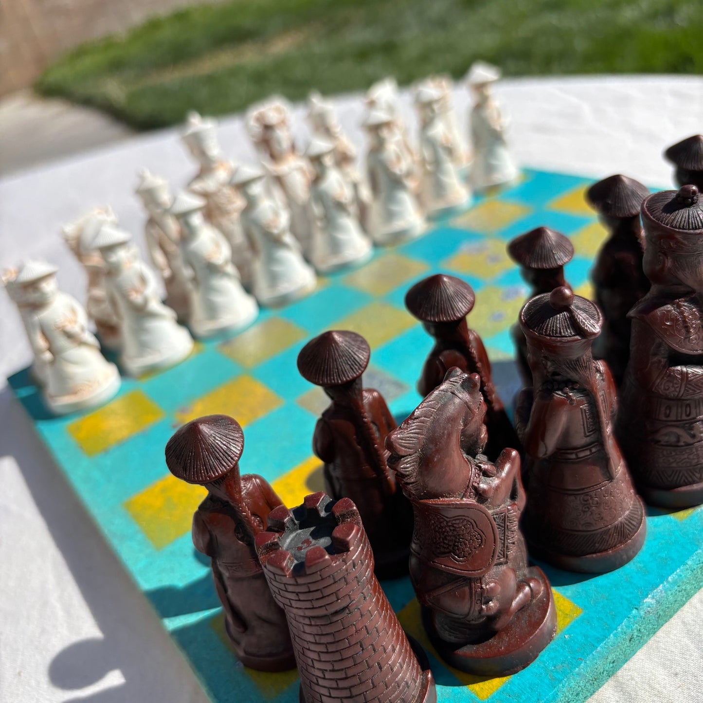 Yellow & Light Blue - Chinese Edition Chess Set