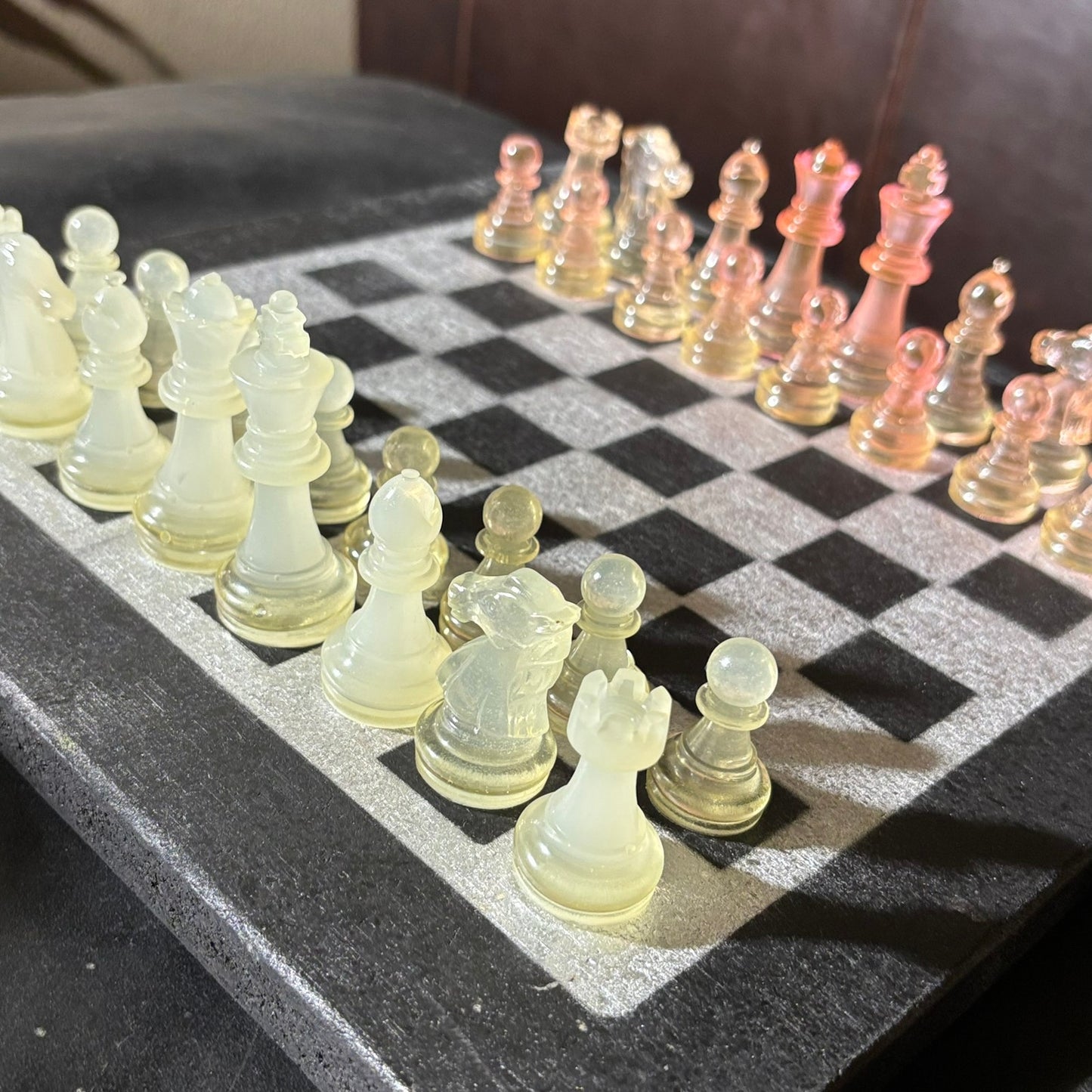 Chrome Pink Shade - Painted Chess Set