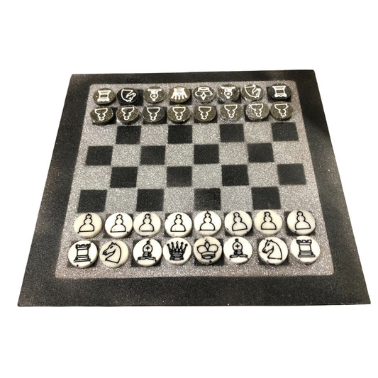 Gray & Black - Painted Chess Set